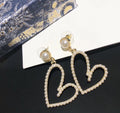 Dior Pearl Gold Plated Open Heart Earrings